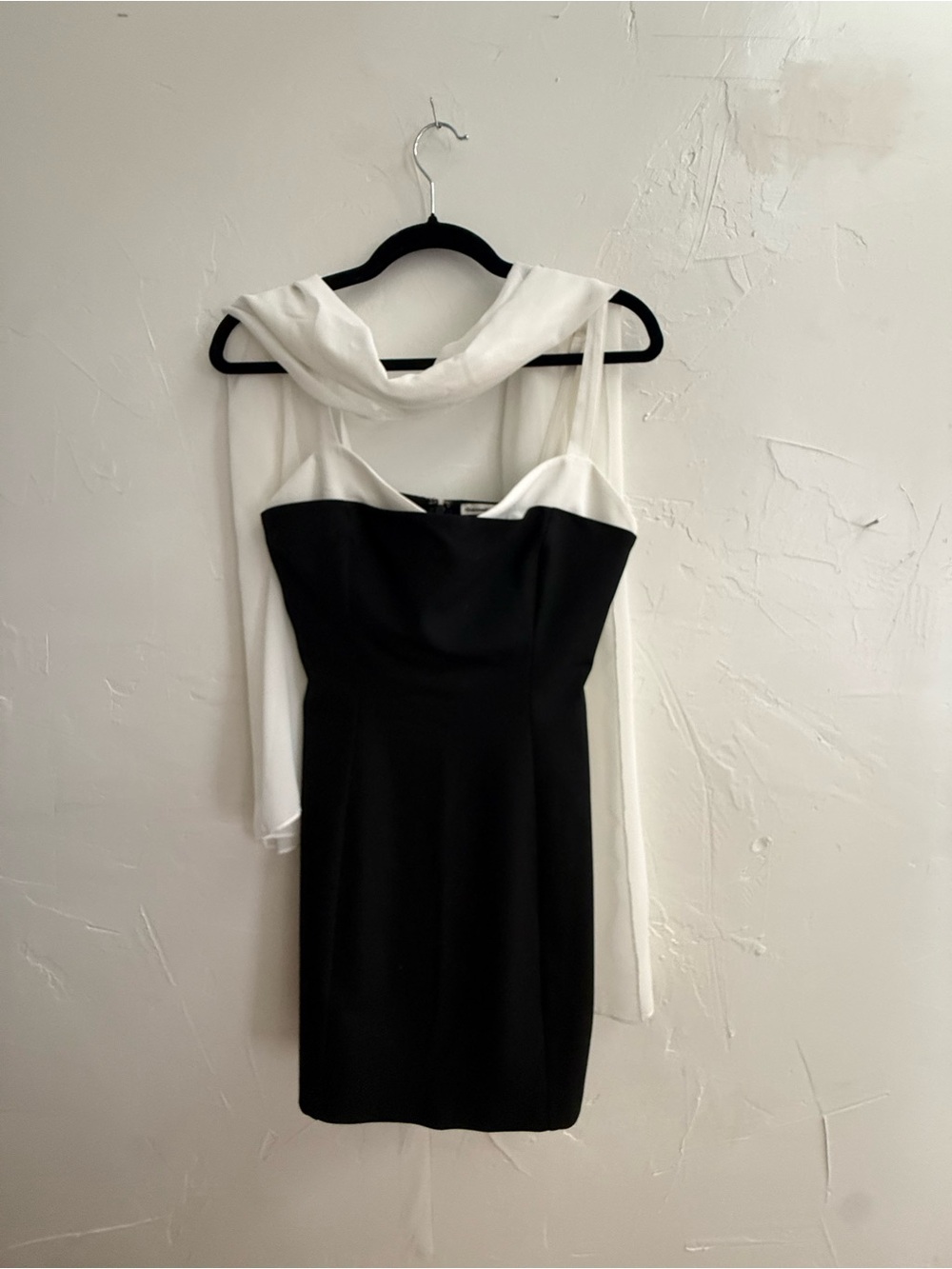 Abercrombie & Fitch Black and White Strapless Sheath Dress with Shawl